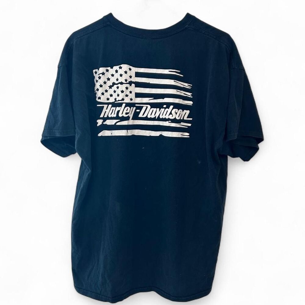 Harley-davidson Men's Black and Navy T-shirt